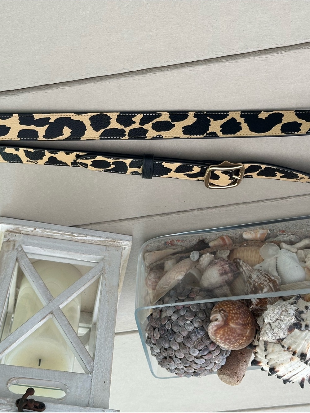 Coach Leopard Print Adjustable Strap in Black and Tan with Gold Hardware - Picture 4 of 16